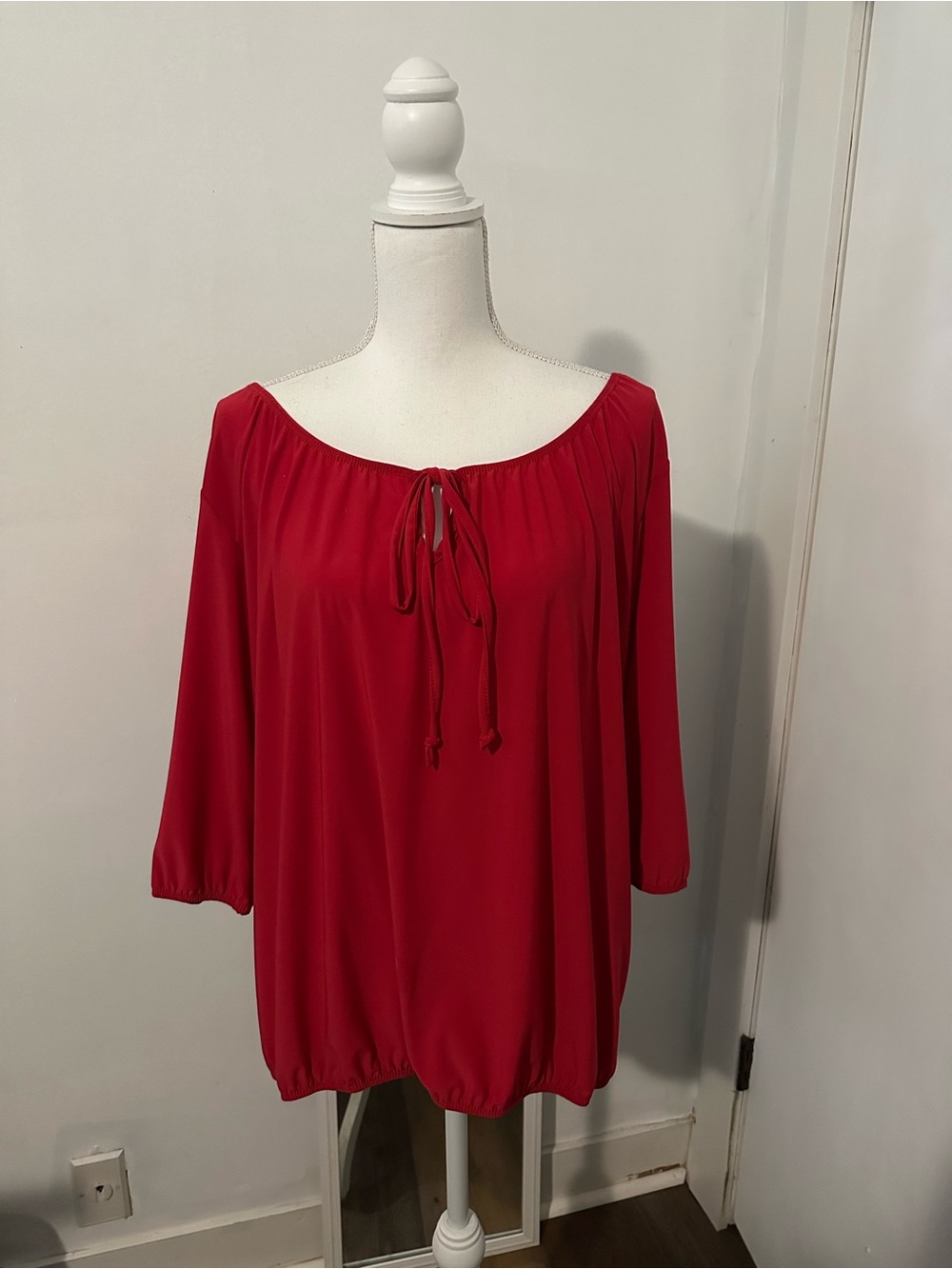 Red Off-Shoulder Peasant Top - Women